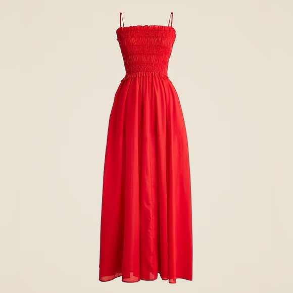 Red J.Crew smocked maxi dress in cotton voile - Picture 3 of 3
